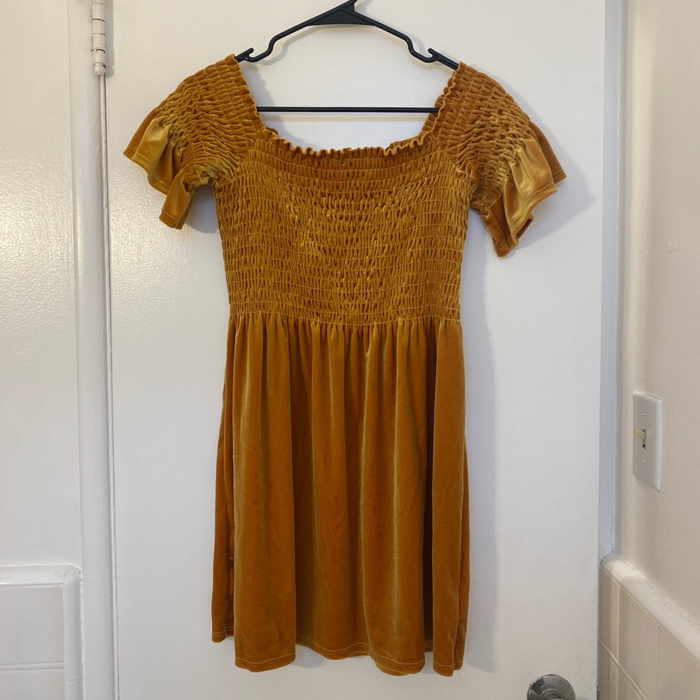 Urban Outfitters Smocked Velvet Dress